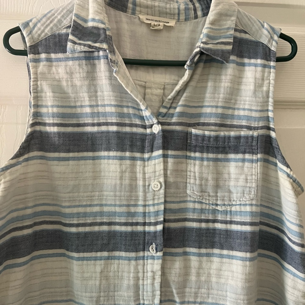 BEACH LUNCH LOUNGE COTTON DRESS MULTICOLOR PASTEL LIGHT BLUE - Picture 3 of 5